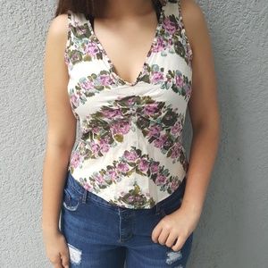 Floral print zipper and tie-back tank sz 4